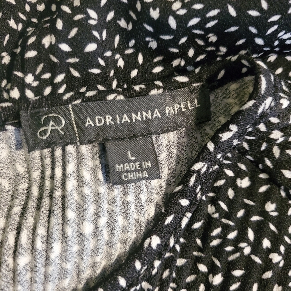Adrianna Papell Black & White Mesh Crewneck 3/4 Sleeve Knit top Size large - Picture 11 of 11